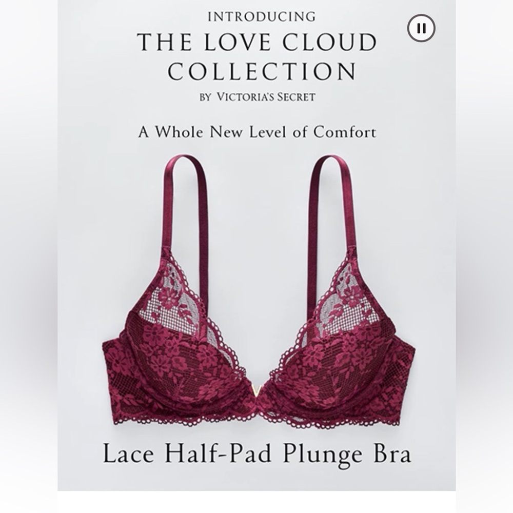 Victoria’s Secret Love Cloud Lightly Lined Plunge Bra size 34D SOLD OUT ONLINE